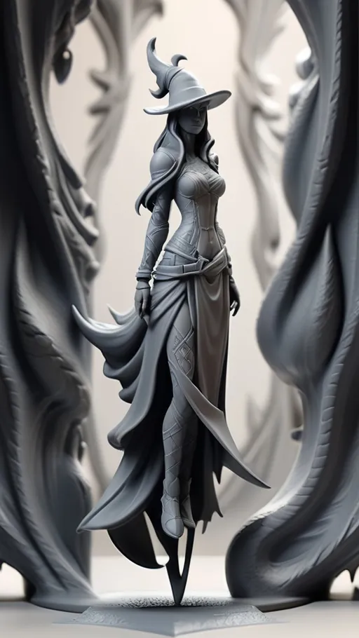 Prompt: 3D Printable Resin Miniature, detailed gaming character, dynamic pose, intricate features, solid gray resin, fantasy theme, ultra-detailed design, perfect for tabletop games, emphasizing textures and detailing, stylish contours, high-quality rendering, immersive atmosphere, captivating representation of gaming lore, suitable for advanced printing techniques.