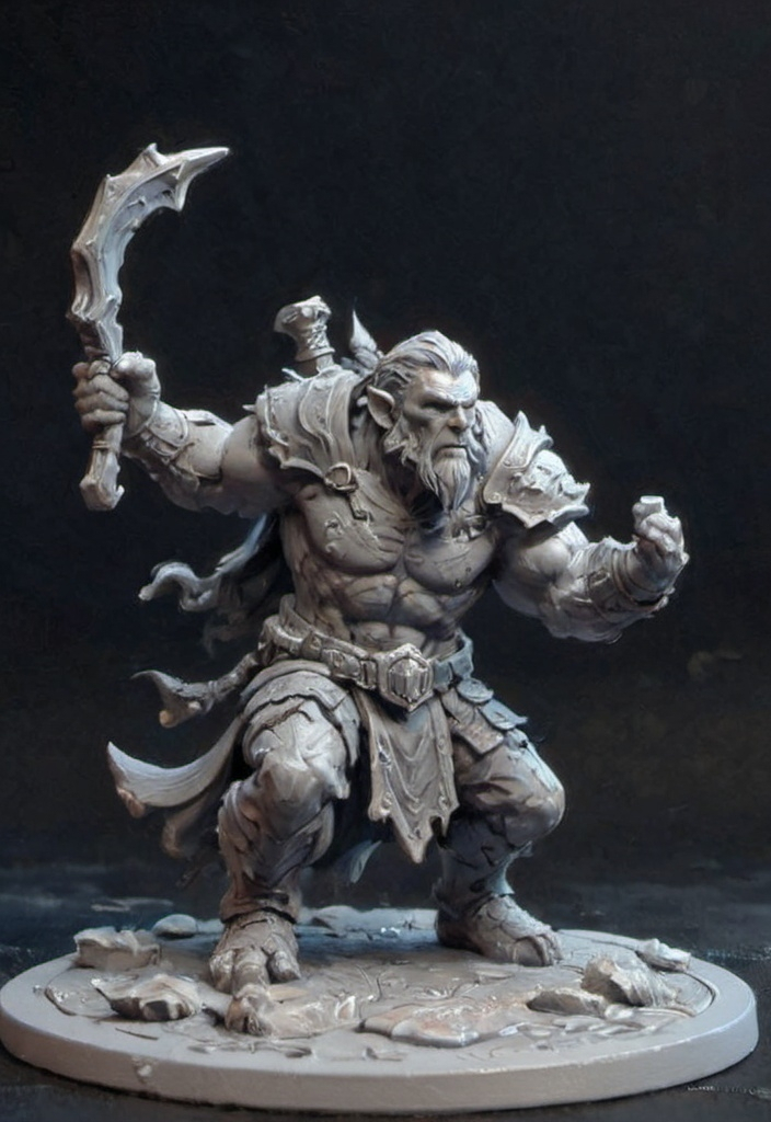 Prompt: (3D Printable Resin Miniature), detailed gaming character, dynamic pose, intricate features, gray resin, fantasy theme, ultra-detailed design, perfect for tabletop games, emphasizing textures and detailing, stylish contours, high-quality rendering, immersive atmosphere, captivating representation of gaming lore, suitable for advanced printing techniques.