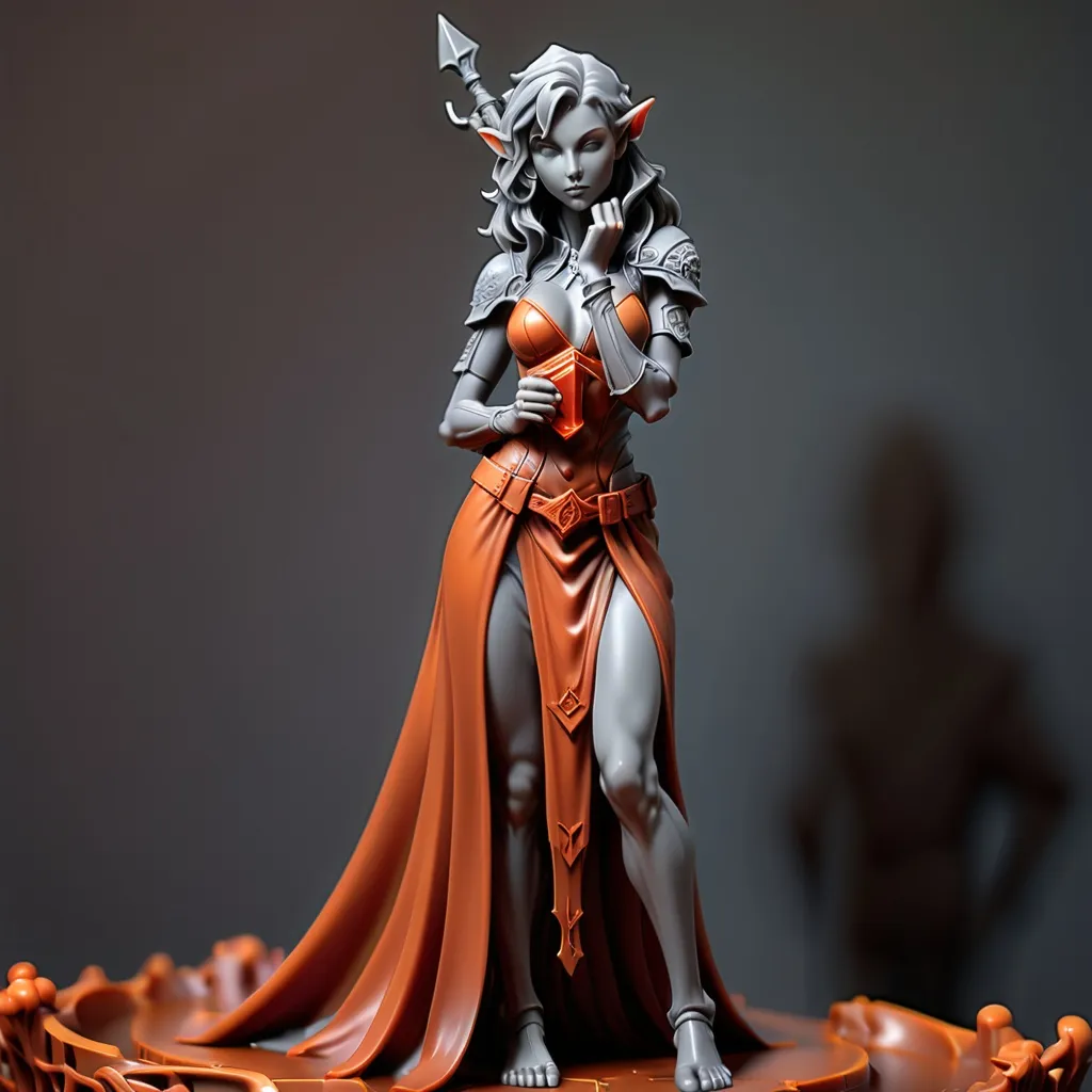 Prompt: 3D Printable Resin Miniature, detailed gaming piece, dynamic design, intricate features, solid gray resin, fantasy theme, ultra-detailed design, perfect for tabletop games, emphasizing textures and detailing, stylish contours, high-quality rendering, immersive atmosphere, captivating representation of gaming lore, suitable for advanced printing techniques.