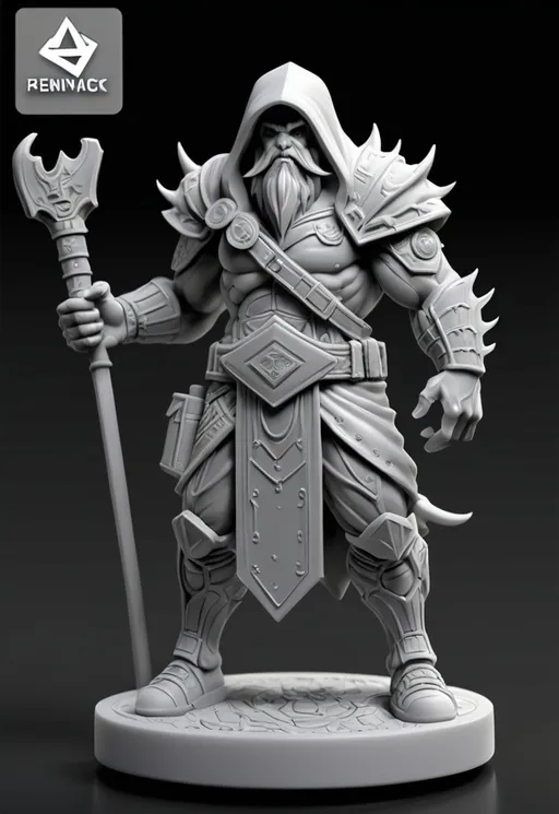 Prompt: (3D Printable Resin Miniature), detailed gaming character, dynamic pose, intricate features, gray resin, fantasy theme, ultra-detailed design, perfect for tabletop games, emphasizing textures and detailing, stylish contours, high-quality rendering, immersive atmosphere, captivating representation of gaming lore, suitable for advanced printing techniques.