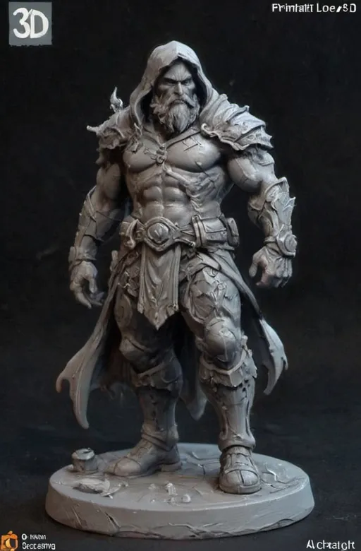 Prompt: (3D Printable Resin Miniature), detailed gaming character, dynamic pose, intricate features, gray resin, fantasy theme, ultra-detailed design, perfect for tabletop games, emphasizing textures and detailing, stylish contours, high-quality rendering, immersive atmosphere, captivating representation of gaming lore, suitable for advanced printing techniques.