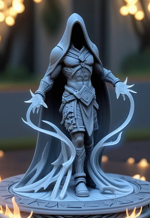 Prompt: (3D Printable Resin Miniature), detailed gaming character, dynamic pose, intricate features, gray resin, fantasy theme, ultra-detailed design, perfect for tabletop games, emphasizing textures and detailing, stylish contours, high-quality rendering, immersive atmosphere, captivating representation of gaming lore, suitable for advanced printing techniques.