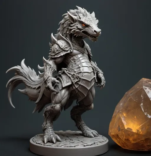 Prompt: 3D Printable Resin Miniature, detailed gaming piece, dynamic pose, intricate features, solid gray resin, fantasy theme, ultra-detailed design, perfect for tabletop games, emphasizing textures and detailing, stylish contours, high-quality rendering, immersive atmosphere, captivating representation of gaming lore, suitable for advanced printing techniques.