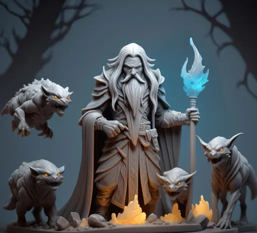 Prompt: 3D Printable Resin Miniature, detailed gaming character, dynamic pose, intricate features, solid gray resin, fantasy theme, ultra-detailed design, perfect for tabletop games, emphasizing textures and detailing, stylish contours, high-quality rendering, immersive atmosphere, captivating representation of gaming lore, suitable for advanced printing techniques.