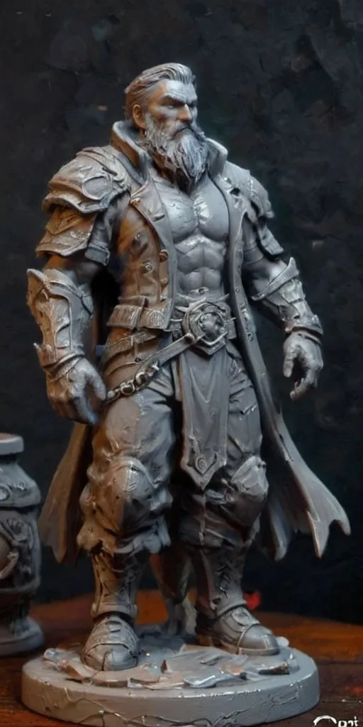 Prompt: (3D Printable Resin Miniature), detailed gaming character, dynamic pose, intricate features, gray resin, fantasy theme, ultra-detailed design, perfect for tabletop games, emphasizing textures and detailing, stylish contours, high-quality rendering, immersive atmosphere, captivating representation of gaming lore, suitable for advanced printing techniques.