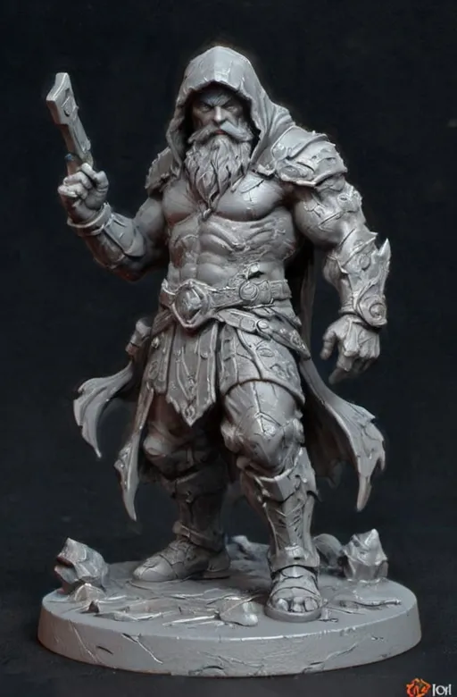 Prompt: (3D Printable Resin Miniature), detailed gaming character, dynamic pose, intricate features, gray resin, fantasy theme, ultra-detailed design, perfect for tabletop games, emphasizing textures and detailing, stylish contours, high-quality rendering, immersive atmosphere, captivating representation of gaming lore, suitable for advanced printing techniques.