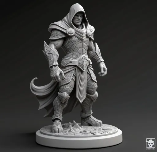 Prompt: 3D Printable Resin Miniature, detailed gaming piece, dynamic pose, intricate features, solid gray resin, fantasy theme, ultra-detailed design, perfect for tabletop games, emphasizing textures and detailing, stylish contours, high-quality rendering, immersive atmosphere, captivating representation of gaming lore, suitable for advanced printing techniques.