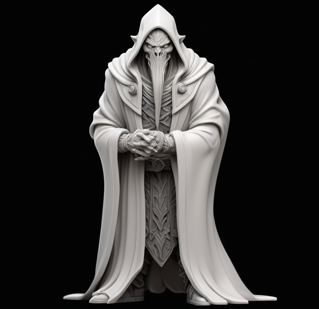 Prompt: 3D Printable Resin Miniature, detailed gaming character, dynamic pose, intricate features, solid gray resin, fantasy theme, ultra-detailed design, perfect for tabletop games, emphasizing textures and detailing, stylish contours, high-quality rendering, immersive atmosphere, captivating representation of gaming lore, suitable for advanced printing techniques.