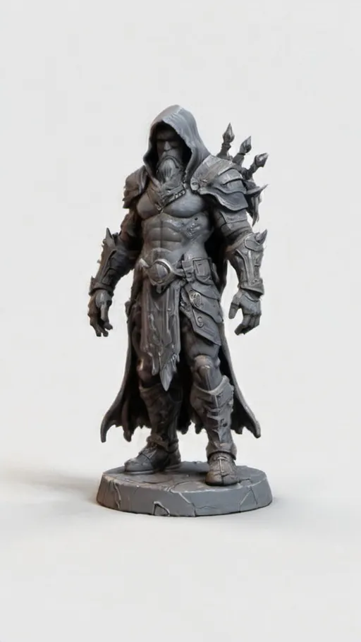 Prompt: (3D Printable Resin Miniature), detailed gaming character, dynamic pose, intricate features, gray resin, fantasy theme, ultra-detailed design, perfect for tabletop games, emphasizing textures and detailing, stylish contours, high-quality rendering, immersive atmosphere, captivating representation of gaming lore, suitable for advanced printing techniques.