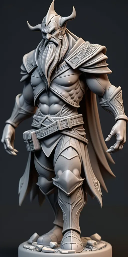 Prompt: (3D Printable Resin Miniature), detailed gaming character, dynamic pose, intricate features, gray resin, fantasy theme, ultra-detailed design, perfect for tabletop games, emphasizing textures and detailing, stylish contours, high-quality rendering, immersive atmosphere, captivating representation of gaming lore, suitable for advanced printing techniques.