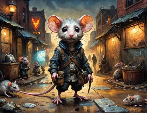 Prompt: Anthropomorphic survivor Rats build a new society in the post apocalypse secret of nimh salvage of human populations long dead