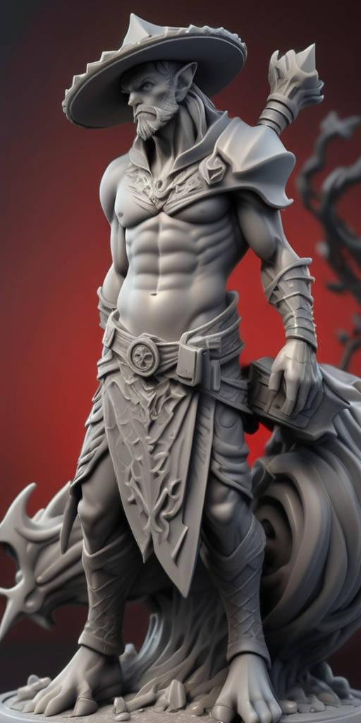 Prompt: 3D Printable Resin Miniature, detailed gaming character, dynamic pose, intricate features, solid gray resin, fantasy theme, ultra-detailed design, perfect for tabletop games, emphasizing textures and detailing, stylish contours, high-quality rendering, immersive atmosphere, captivating representation of gaming lore, suitable for advanced printing techniques.