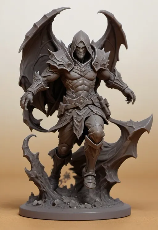 Prompt: 3D Printable Resin Miniature, detailed gaming character, dynamic pose, intricate features, solid gray resin, fantasy theme, ultra-detailed design, perfect for tabletop games, emphasizing textures and detailing, stylish contours, high-quality rendering, immersive atmosphere, captivating representation of gaming lore, suitable for advanced printing techniques.