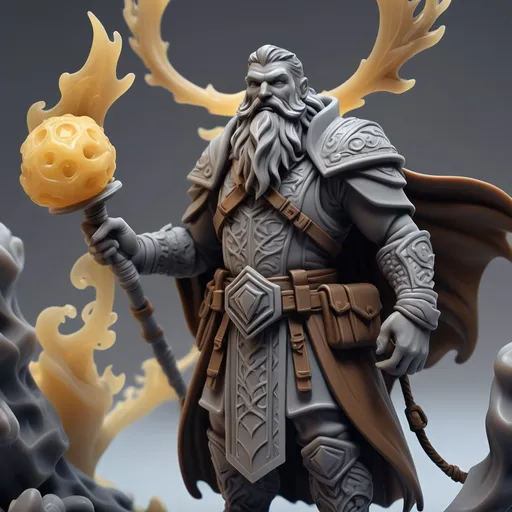 Prompt: 3D Printable Resin Miniature, detailed gaming character, dynamic pose, intricate features, solid gray resin, fantasy theme, ultra-detailed design, perfect for tabletop games, emphasizing textures and detailing, stylish contours, high-quality rendering, immersive atmosphere, captivating representation of gaming lore, suitable for advanced printing techniques.