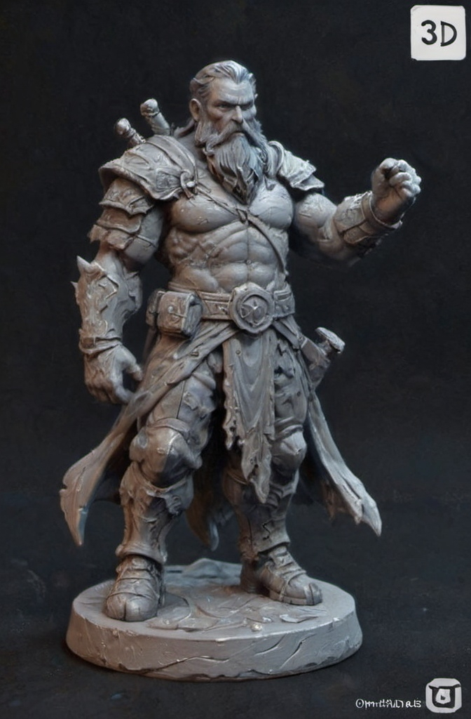 Prompt: (3D Printable Resin Miniature), detailed gaming character, dynamic pose, intricate features, gray resin, fantasy theme, ultra-detailed design, perfect for tabletop games, emphasizing textures and detailing, stylish contours, high-quality rendering, immersive atmosphere, captivating representation of gaming lore, suitable for advanced printing techniques.