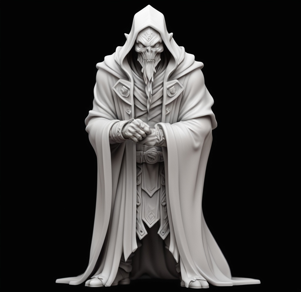 Prompt: 3D Printable Resin Miniature, detailed gaming character, dynamic pose, intricate features, solid gray resin, fantasy theme, ultra-detailed design, perfect for tabletop games, emphasizing textures and detailing, stylish contours, high-quality rendering, immersive atmosphere, captivating representation of gaming lore, suitable for advanced printing techniques.