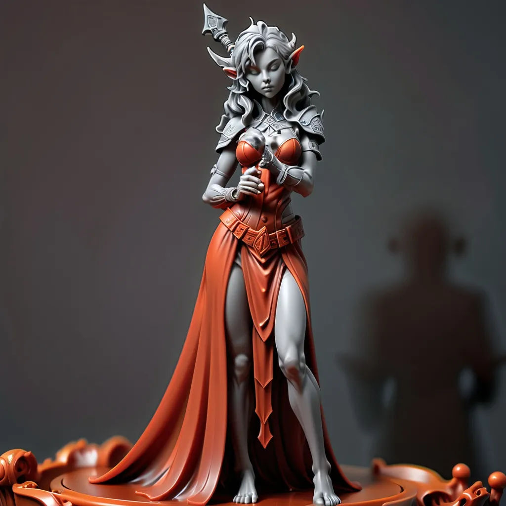 Prompt: 3D Printable Resin Miniature, detailed gaming piece, dynamic design, intricate features, solid gray resin, fantasy theme, ultra-detailed design, perfect for tabletop games, emphasizing textures and detailing, stylish contours, high-quality rendering, immersive atmosphere, captivating representation of gaming lore, suitable for advanced printing techniques.