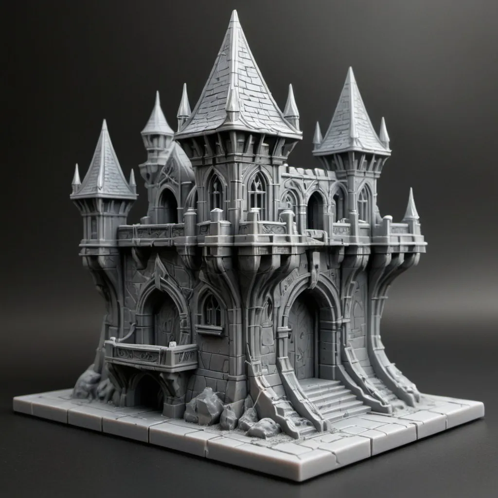 Prompt: 3D Printable Resin Miniature terrain wall, detailed gaming piece, dynamic architecture, intricate features, solid gray resin, fantasy theme, ultra-detailed design, perfect for tabletop games, emphasizing textures and detailing, stylish contours, high-quality rendering, immersive atmosphere, captivating representation of gaming lore, suitable for advanced printing techniques.