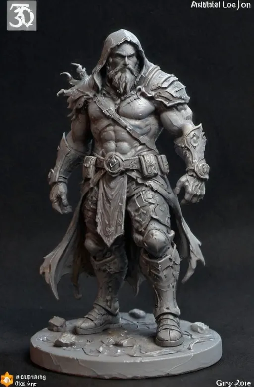 Prompt: (3D Printable Resin Miniature), detailed gaming character, dynamic pose, intricate features, gray resin, fantasy theme, ultra-detailed design, perfect for tabletop games, emphasizing textures and detailing, stylish contours, high-quality rendering, immersive atmosphere, captivating representation of gaming lore, suitable for advanced printing techniques.