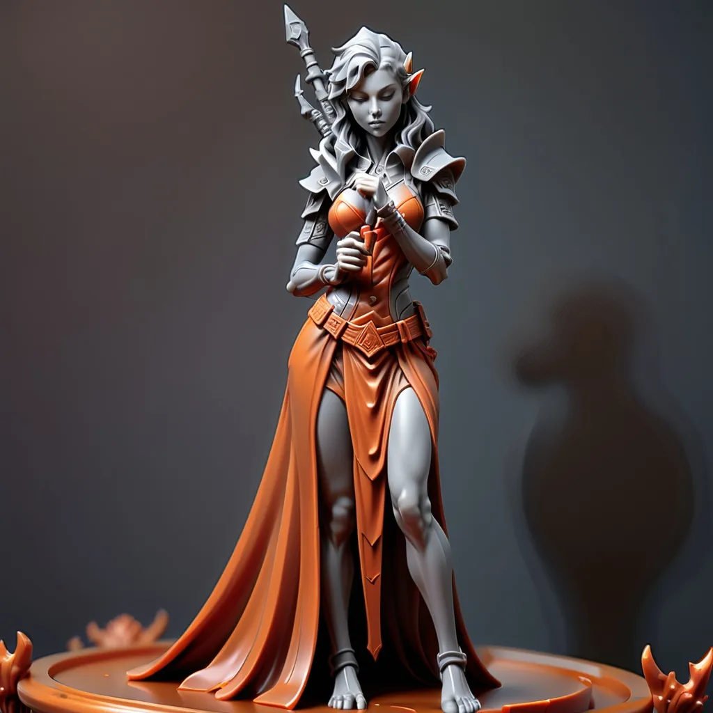 Prompt: 3D Printable Resin Miniature, detailed gaming piece, dynamic design, intricate features, solid gray resin, fantasy theme, ultra-detailed design, perfect for tabletop games, emphasizing textures and detailing, stylish contours, high-quality rendering, immersive atmosphere, captivating representation of gaming lore, suitable for advanced printing techniques.