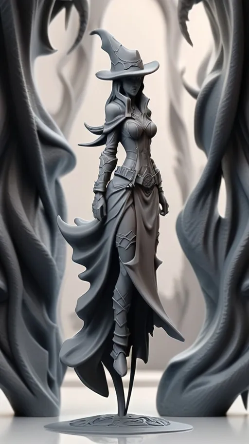 Prompt: 3D Printable Resin Miniature, detailed gaming character, dynamic pose, intricate features, solid gray resin, fantasy theme, ultra-detailed design, perfect for tabletop games, emphasizing textures and detailing, stylish contours, high-quality rendering, immersive atmosphere, captivating representation of gaming lore, suitable for advanced printing techniques.