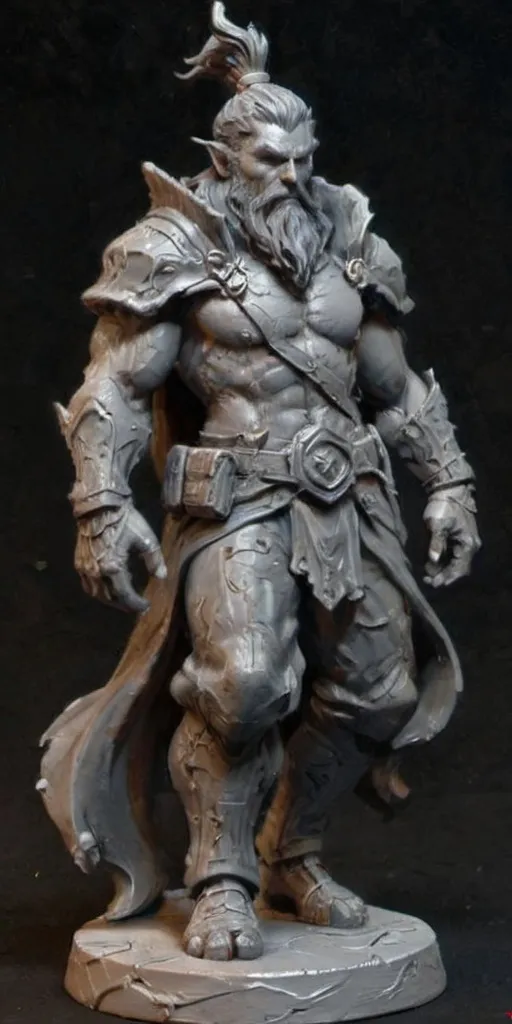 Prompt: (3D Printable Resin Miniature), detailed gaming character, dynamic pose, intricate features, gray resin, fantasy theme, ultra-detailed design, perfect for tabletop games, emphasizing textures and detailing, stylish contours, high-quality rendering, immersive atmosphere, captivating representation of gaming lore, suitable for advanced printing techniques.