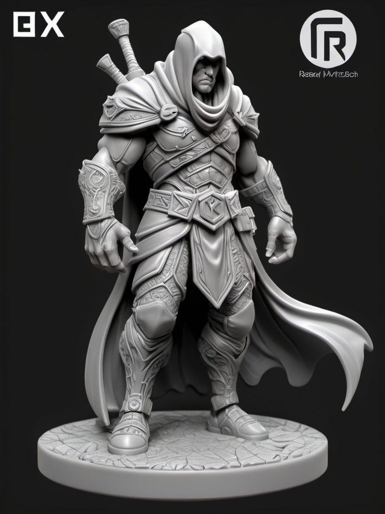 Prompt: (3D Printable Resin Miniature), detailed gaming character, dynamic pose, intricate features, gray resin, fantasy theme, ultra-detailed design, perfect for tabletop games, emphasizing textures and detailing, stylish contours, high-quality rendering, immersive atmosphere, captivating representation of gaming lore, suitable for advanced printing techniques.