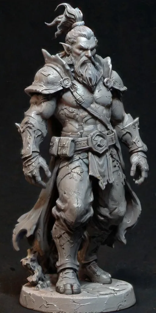 Prompt: (3D Printable Resin Miniature), detailed gaming character, dynamic pose, intricate features, gray resin, fantasy theme, ultra-detailed design, perfect for tabletop games, emphasizing textures and detailing, stylish contours, high-quality rendering, immersive atmosphere, captivating representation of gaming lore, suitable for advanced printing techniques.