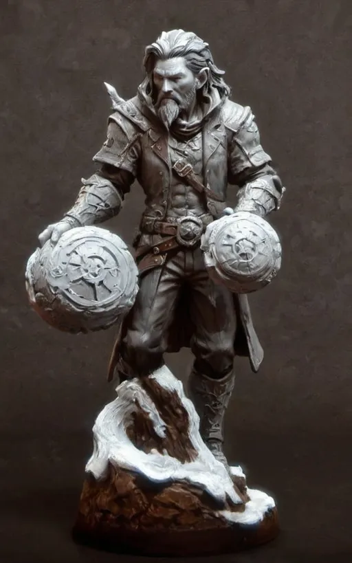 Prompt: (3D Printable Resin Miniature), detailed gaming character, dynamic pose, intricate features, gray resin, fantasy theme, ultra-detailed design, perfect for tabletop games, emphasizing textures and detailing, stylish contours, high-quality rendering, immersive atmosphere, captivating representation of gaming lore, suitable for advanced printing techniques.