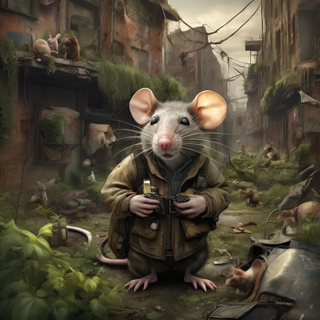 Prompt: post apocalyptic secret of nymh Anthropomorphic rats surviving in a new growing society