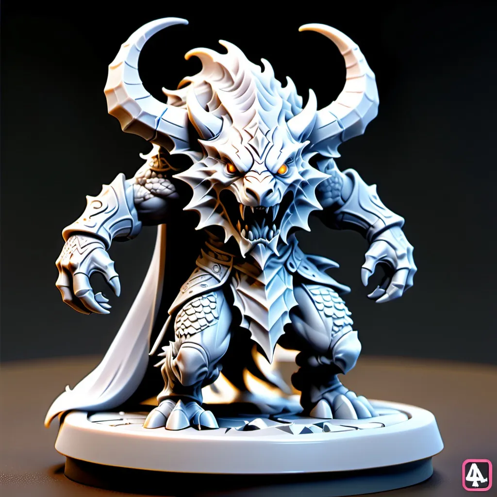 Prompt: 3D Printable Resin Miniature, detailed gaming piece, dynamic design, intricate features, solid gray resin, fantasy theme, ultra-detailed design, perfect for tabletop games, emphasizing textures and detailing, stylish contours, high-quality rendering, immersive atmosphere, captivating representation of gaming lore, suitable for advanced printing techniques.