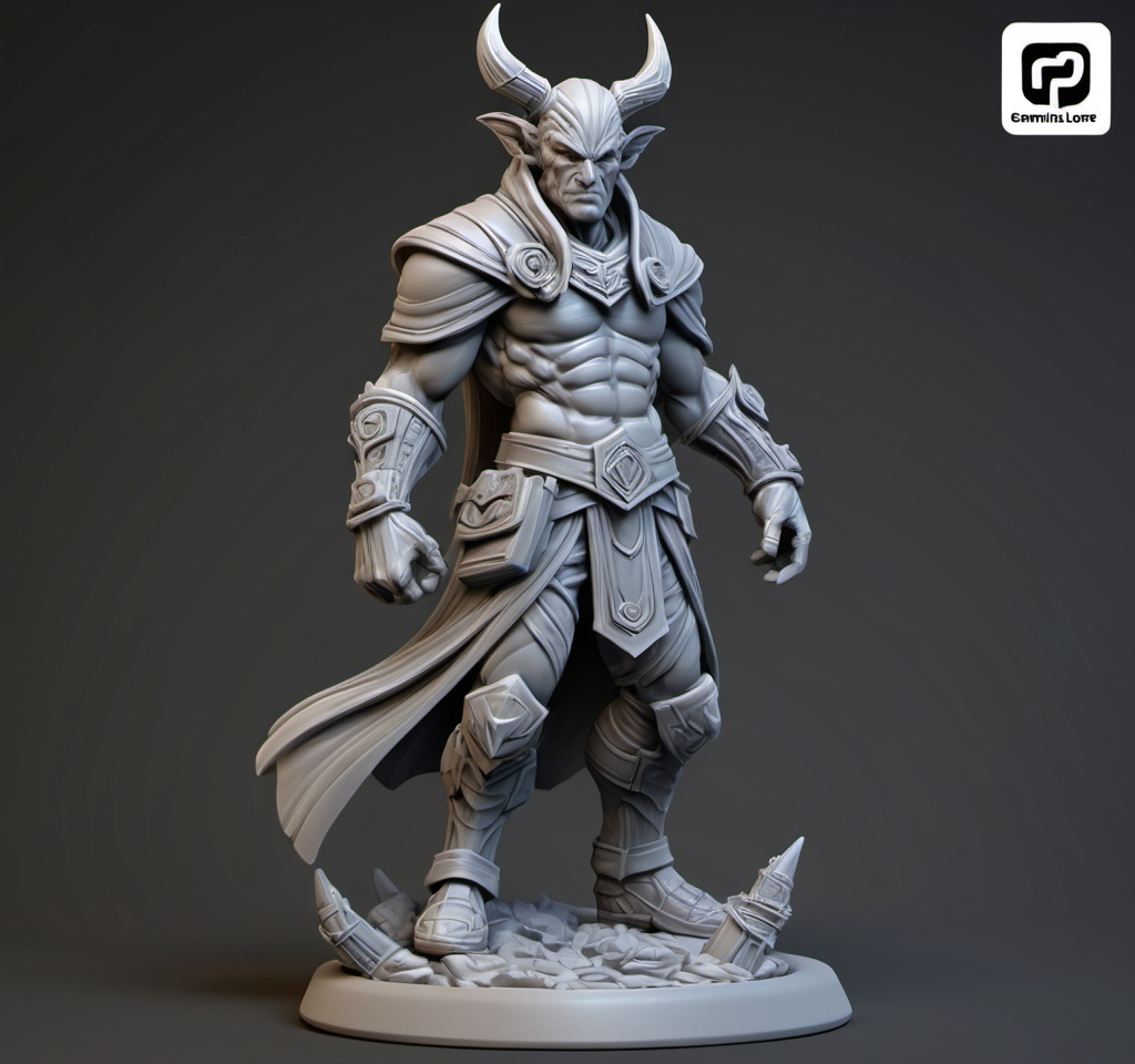 Prompt: (3D Printable Resin Miniature), detailed gaming character, dynamic pose, intricate features, gray resin, fantasy theme, ultra-detailed design, perfect for tabletop games, emphasizing textures and detailing, stylish contours, high-quality rendering, immersive atmosphere, captivating representation of gaming lore, suitable for advanced printing techniques.