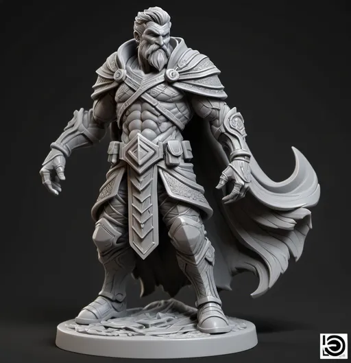 Prompt: 3D Printable Resin Miniature, detailed gaming character, dynamic pose, intricate features, solid gray resin, fantasy theme, ultra-detailed design, perfect for tabletop games, emphasizing textures and detailing, stylish contours, high-quality rendering, immersive atmosphere, captivating representation of gaming lore, suitable for advanced printing techniques.