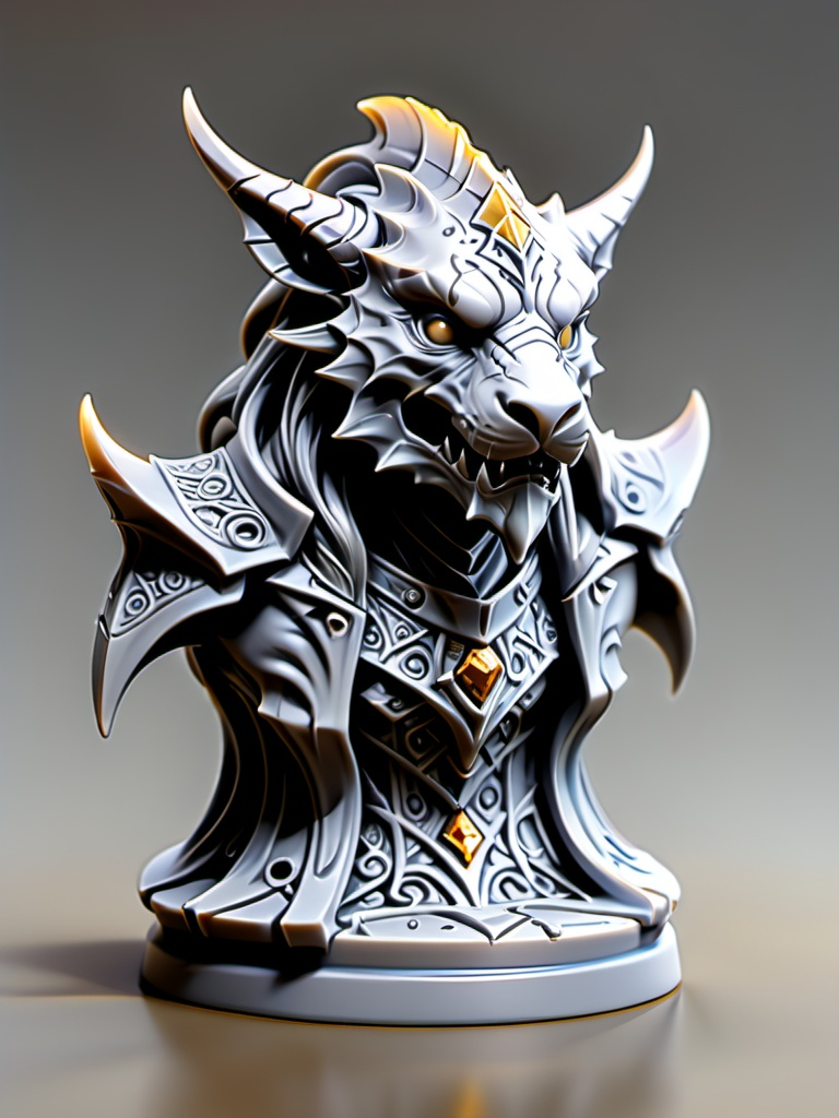 Prompt: 3D Printable Resin Miniature, detailed gaming piece, dynamic design, intricate features, solid gray resin, fantasy theme, ultra-detailed design, perfect for tabletop games, emphasizing textures and detailing, stylish contours, high-quality rendering, immersive atmosphere, captivating representation of gaming lore, suitable for advanced printing techniques.