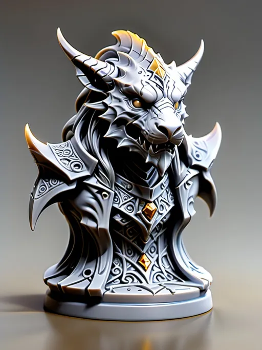 Prompt: 3D Printable Resin Miniature, detailed gaming piece, dynamic design, intricate features, solid gray resin, fantasy theme, ultra-detailed design, perfect for tabletop games, emphasizing textures and detailing, stylish contours, high-quality rendering, immersive atmosphere, captivating representation of gaming lore, suitable for advanced printing techniques.