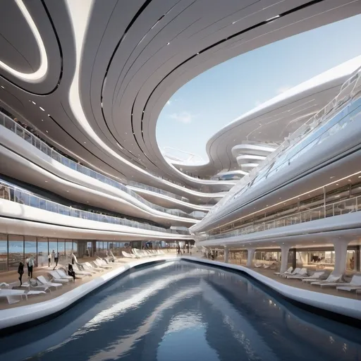 Prompt: Zaha Hadid's state-of-the-art passenger terminal for large cruise ships