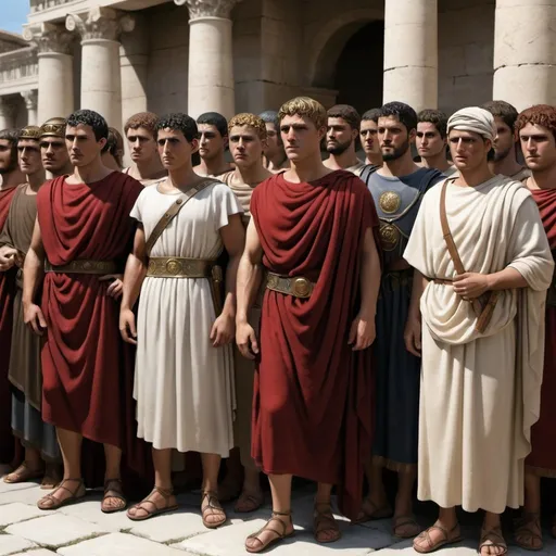 Prompt: Realistic depiction of citizens in the Roman Empire
- figures should have a middle eastern complexion