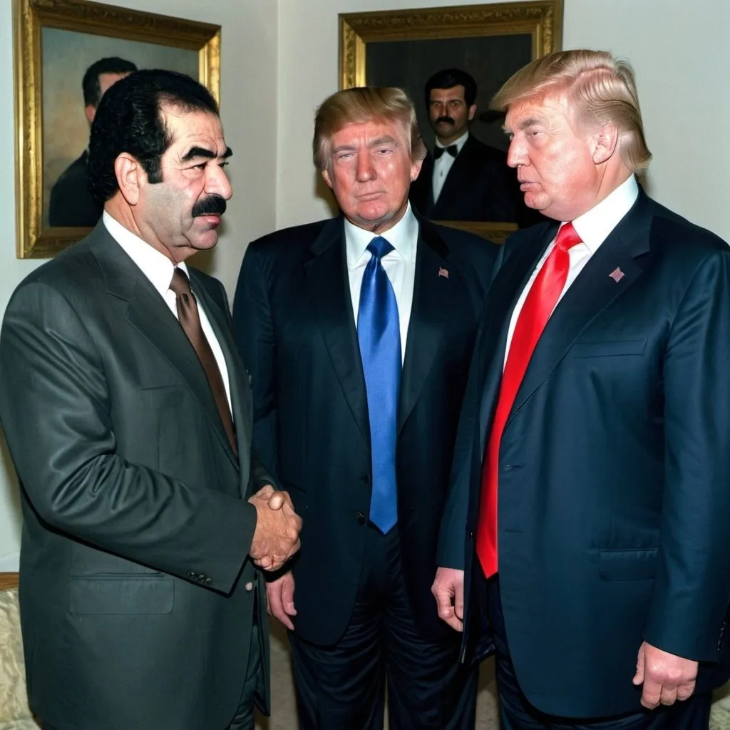 Prompt: saddam and trump as friends
