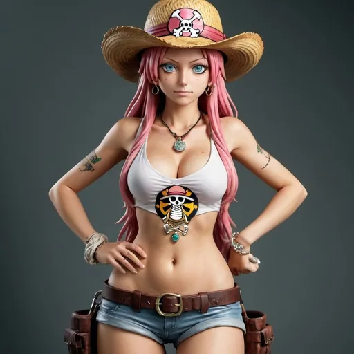 Prompt: full body, hot photo ultra detailet, realistic of Jewelry Bonney from One Piece,  with a tatoo, 