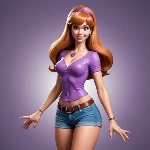 Prompt: full body, hot photo ultra detailet, realistic of Daphne Blake from Scooby-Doo, whit a tatoo