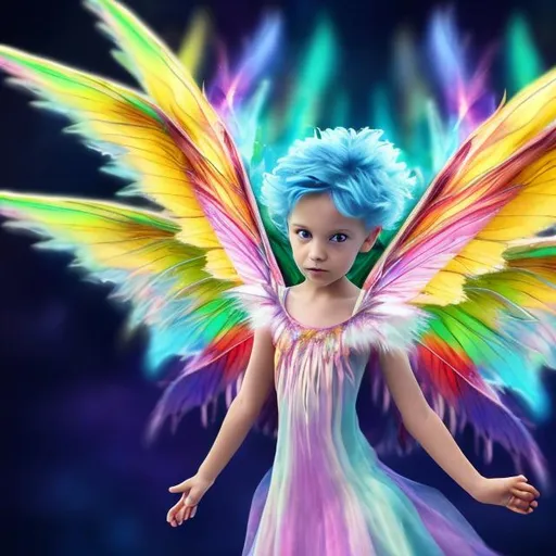 Prompt: Dra a colorful picture of a fairy with magical wings