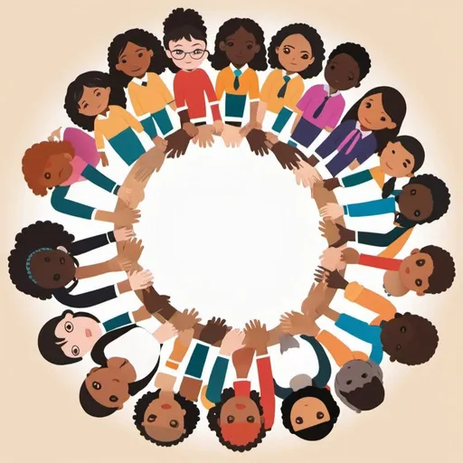 Prompt: A circle image stylyzed on the topic intersectionality and social inclusion at school