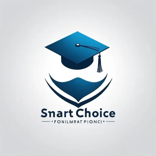 Prompt: Logo Description for SmartChoice Platform

The logo for SmartChoice, a platform dedicated to assisting Chinese students with college entrance decision-making, should convey a sense of guidance, knowledge, and trust. The design should be clean and modern, suitable for both online and print use.

Elements:
Platform Name: The name "SmartChoice" should be prominently displayed in the logo. Use a professional and clean font to convey clarity and reliability.
Symbols:
Graduation Cap: Symbolizing education and achievement.
Open Book: Representing knowledge and learning.
Arrow or Path: Suggesting guidance, direction, and making informed decisions.
Color Scheme:
Blue: Different shades of blue to represent knowledge, trust, and stability.
White: To symbolize clarity and purity.
Style:
Modern and Clean: The design should be sleek with minimalistic elements.
Professional: The overall look should be polished and professional, suitable for educational purposes.
Layout:
The platform name "Smart Choice" could be integrated with the symbols or placed below them.
Ensure the elements are balanced and harmonious, creating a cohesive and recognizable logo.