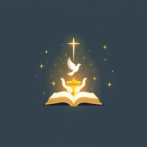 Prompt: *"A minimalist and modern YouTube logo for a Christian channel named [INSERT CHANNEL NAME HERE]. The design should symbolize divine wisdom and light, inspired by Proverbs 3:16. Use a stylized abstract symbol such as:

A glowing open Bible with light rays forming a cross,

A dove (Holy Spirit) soaring over a golden lamp (symbolizing wisdom),

Hands cradling light with subtle particles floating upward.
Color palette: Gold, deep navy blue, and white. Include soft gradients and ethereal light effects. The design should feel serene, timeless, and work as a small YouTube profile icon. Avoid faces or human figures. Use clean lines and negative space for readability."*