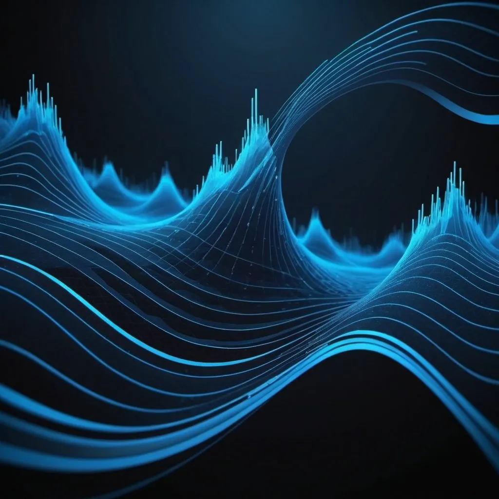 Prompt: acoustic wave propagation with sci-fi style and blue colors