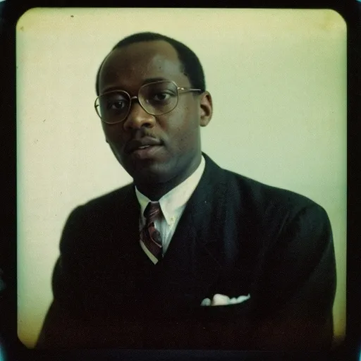 Prompt: Analog film photography still, portrait of a black teacher giving a lesson, grainy fujifilm film, anaglyph effect. Wide shot. At the year 1920.