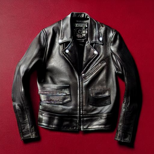 Prompt: professional product photo of a punk leather jacket, floating suspended midair, intricate fabric details, fashion product catalog image, behance hd, studio lighting, front view, square image