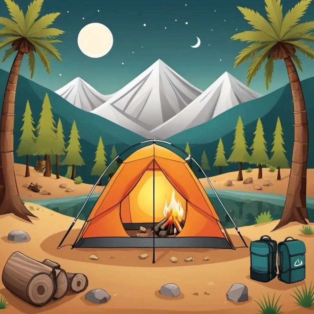 Prompt: create me a poster in arabic about camping
with arabic text