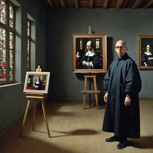 Prompt: Michel Foucault in the painting Las Meninas