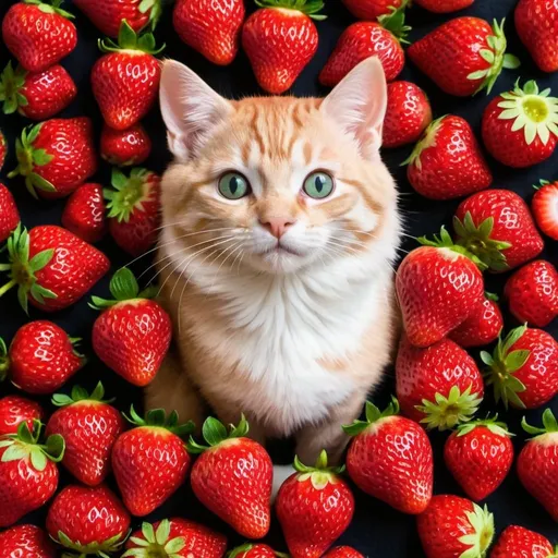 Prompt: strawberry cat